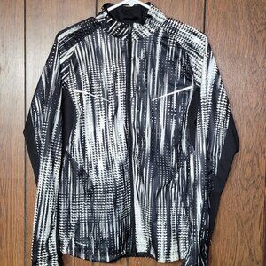 Saucony Printed Running Jacket Large Black and White Nomad Run/Shield Flex Shell